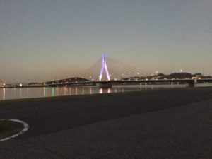 芦田川大橋がライトアップ