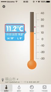 今日（2016/11/08）の室温と外気温です